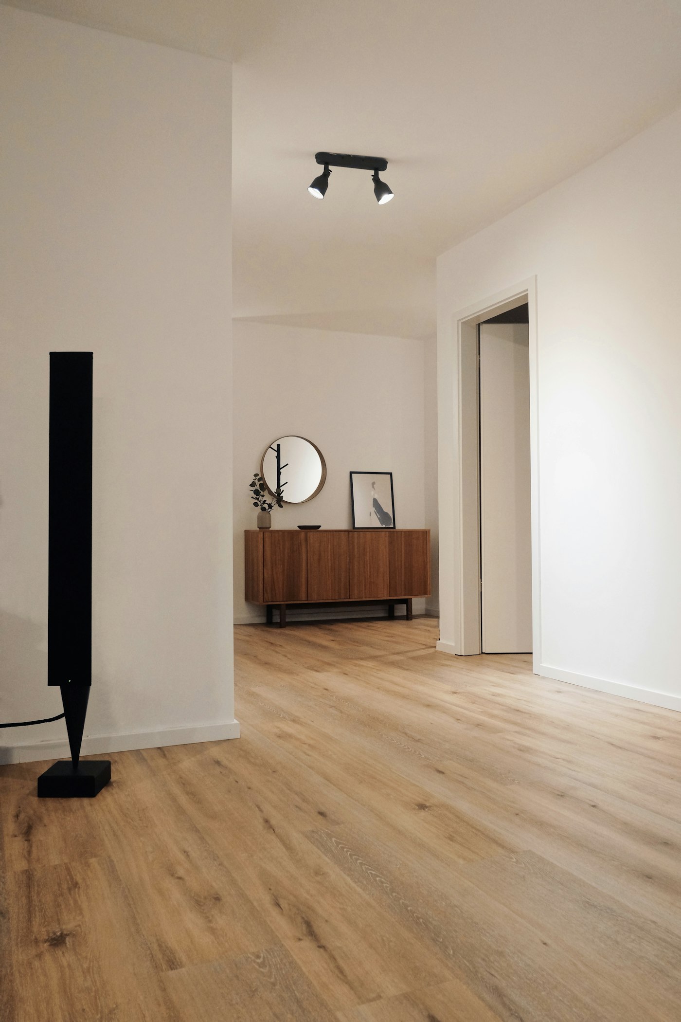 Newly installed wood flooring