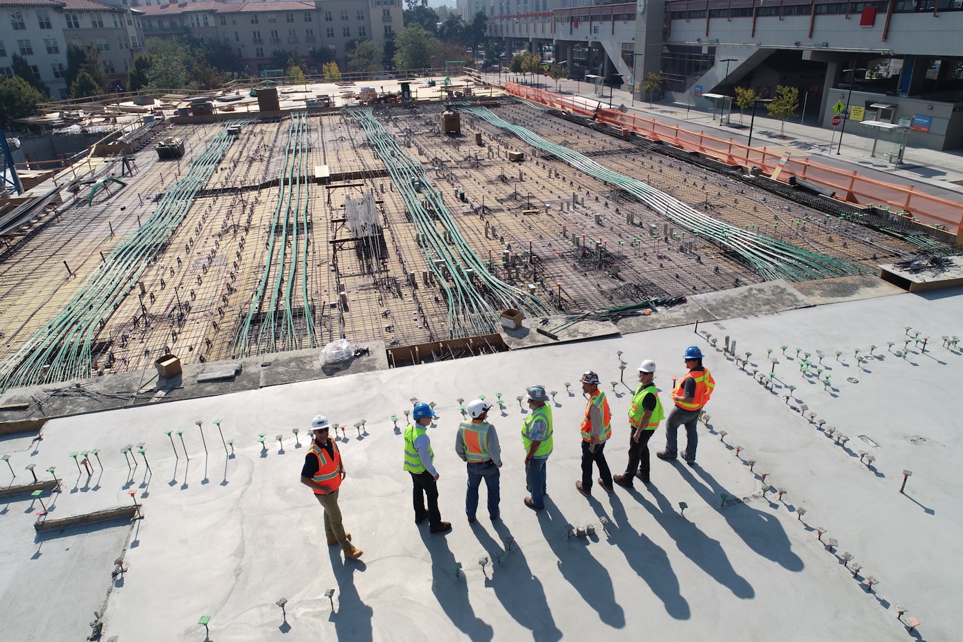 Velocity construction crew reviewing a job site